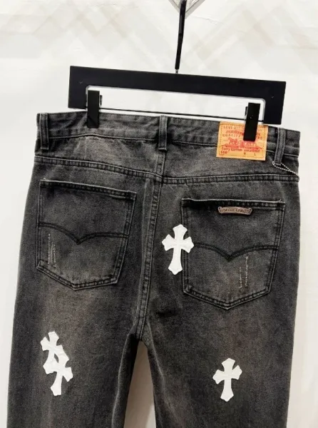 Chrome Hearts Cross-Embroidered Beige Denim Jeans - 5