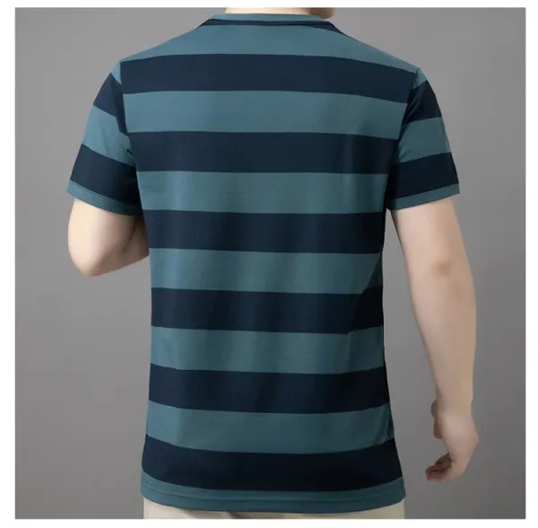 Design Jeep Spirit Striped Crew Neck T-Shirt Brown and Navy T-Shirts - 12