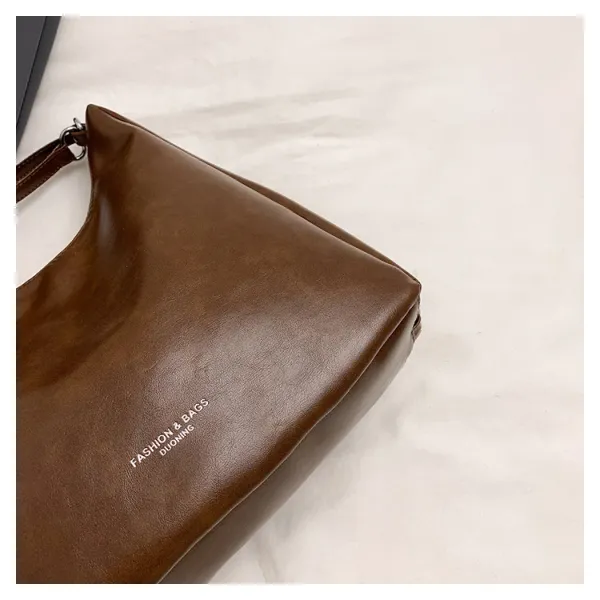 Design Fashion & Bags Hobo Bag Brown Leather-Effect Shoulder Bag Shoulder Bags - 33