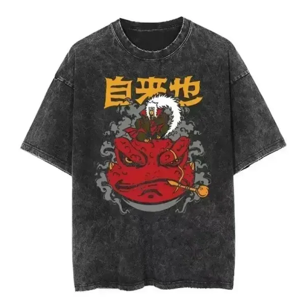 Design Naruto Jiraiya Toad Sage T-Shirt Black Acid Wash - 1