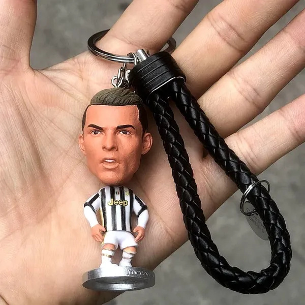 Juventus Cristiano Ronaldo Bobblehead Keychain Black Accessories - 1