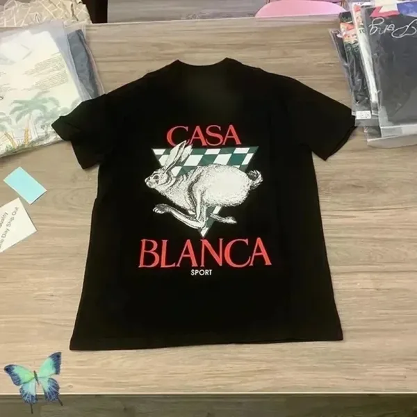 Casablanca Casa Blanca Sport Rabbit Graphic Black T-Shirt T-Shirts - 1