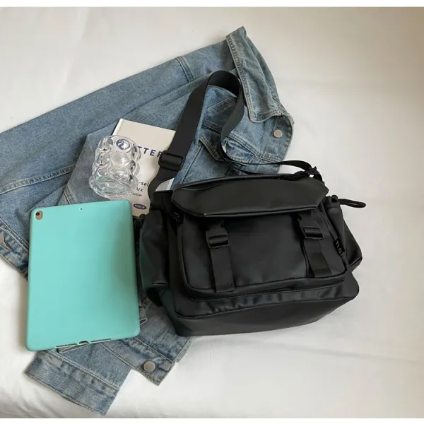 Design Utility Messenger Bag Black Crossbody Bag - 6
