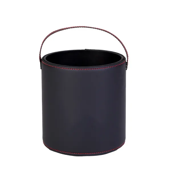 Design Bucket Bag Black with Red Stitching Handbags - 1