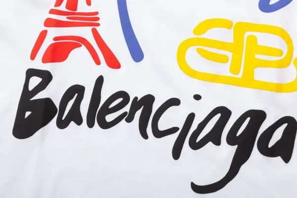 Balenciaga Distorted Logo White T-Shirt - 6