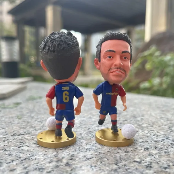 FC Barcelona Xavi and Iniesta Bobblehead Figurines Blue Red Gold Collectible Accessories - 1