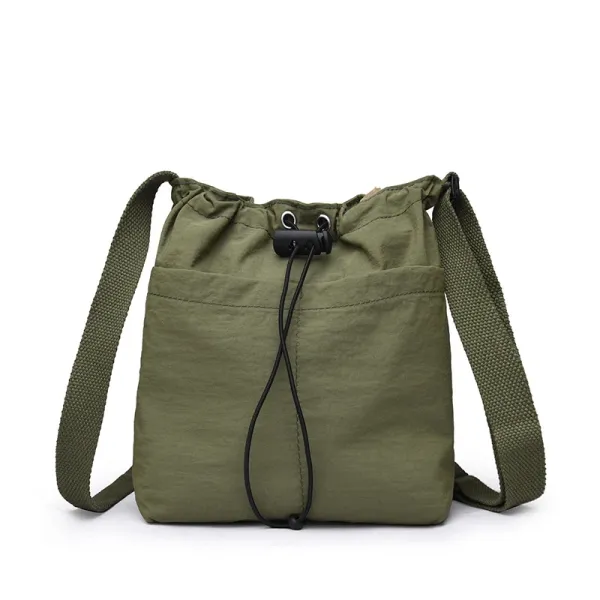 Design Drawstring Bucket Bag Army Green Crossbody Bag - 1