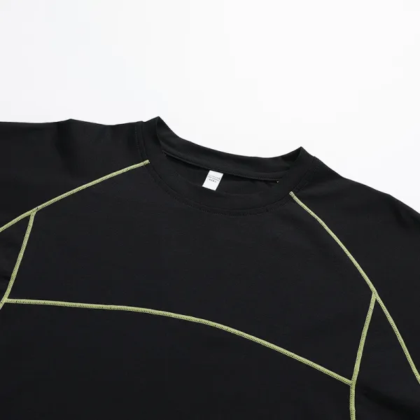 Design Performance T-Shirt Black with Lime Green Stitching - 32