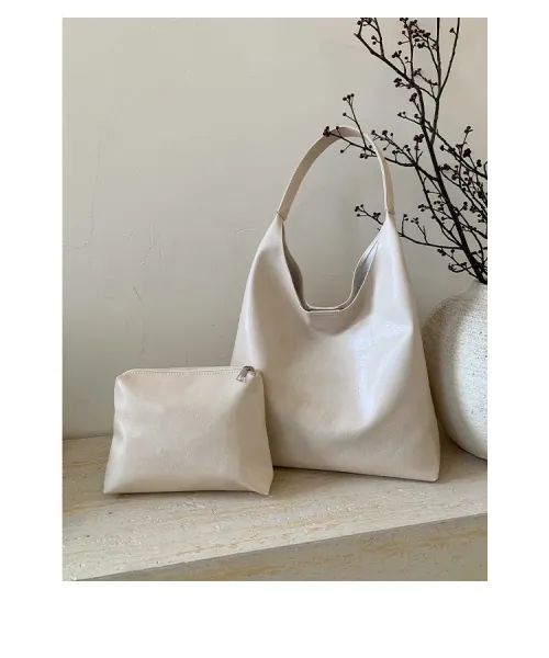 Design Hobo Bag Black Leather-Texture Shoulder Bag - 39