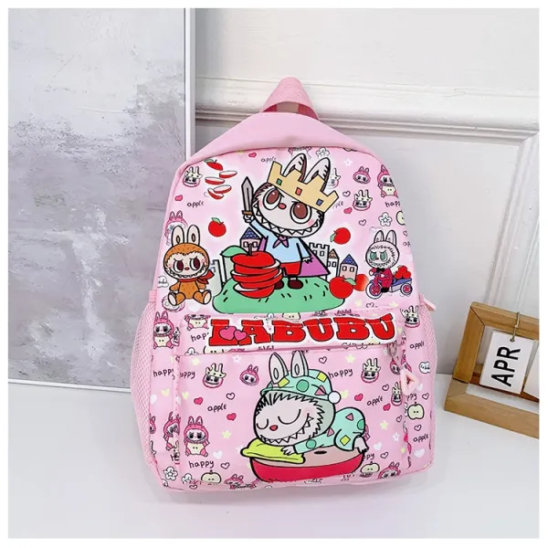 Design Labubu Pink Gingham Cartoon Print Mini Backpack - 31