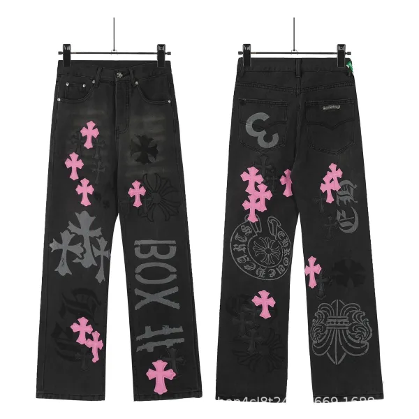 Chrome Hearts x NoStylist Embroidered Cross Patch Light Wash Jeans - 36