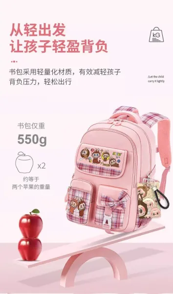 Pop Mart Labubu x Custom Kawaii Plaid Purple School Backpack with Accessories Backpacks - 10