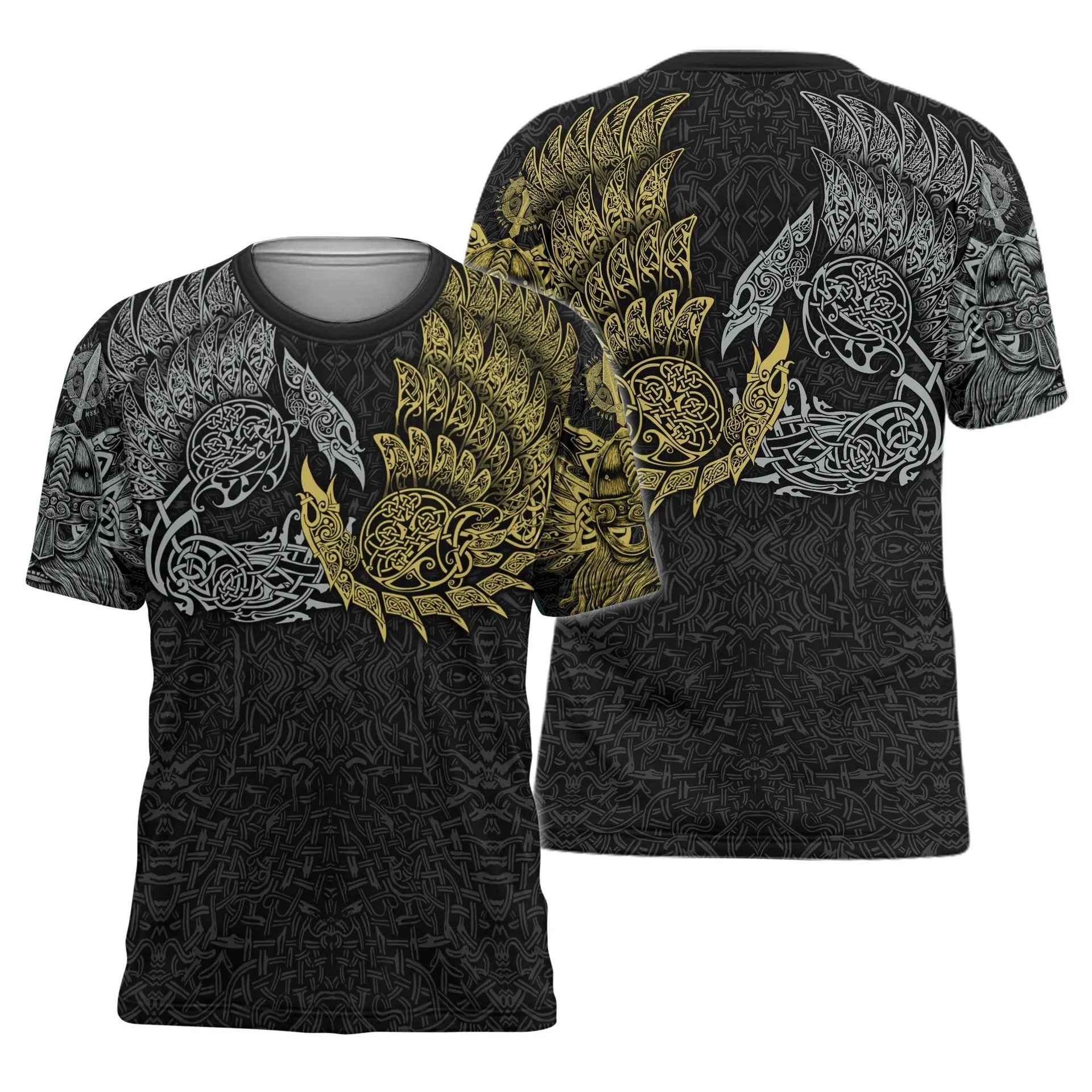 Design Chainmail Armor Print T-Shirt Black / Army Green - 39