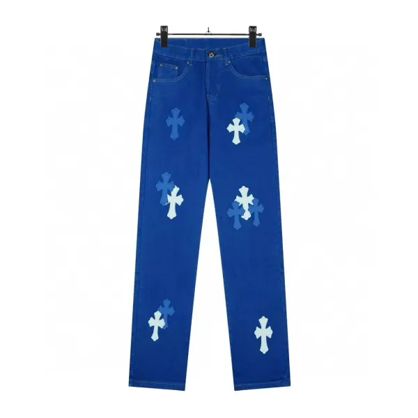 Chrome Hearts x NoStylist Embroidered Cross Patch Light Wash Jeans - 46