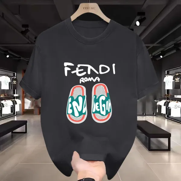 Fendi Roma Slides Graphic T-Shirt Black - 5
