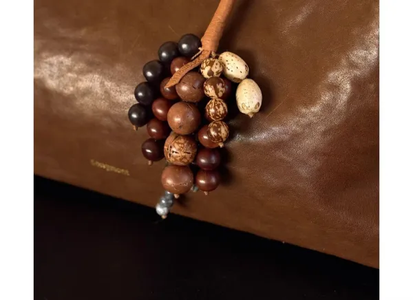 Design Songmont Beaded Tassel Keychain Brown Jewelry - 12