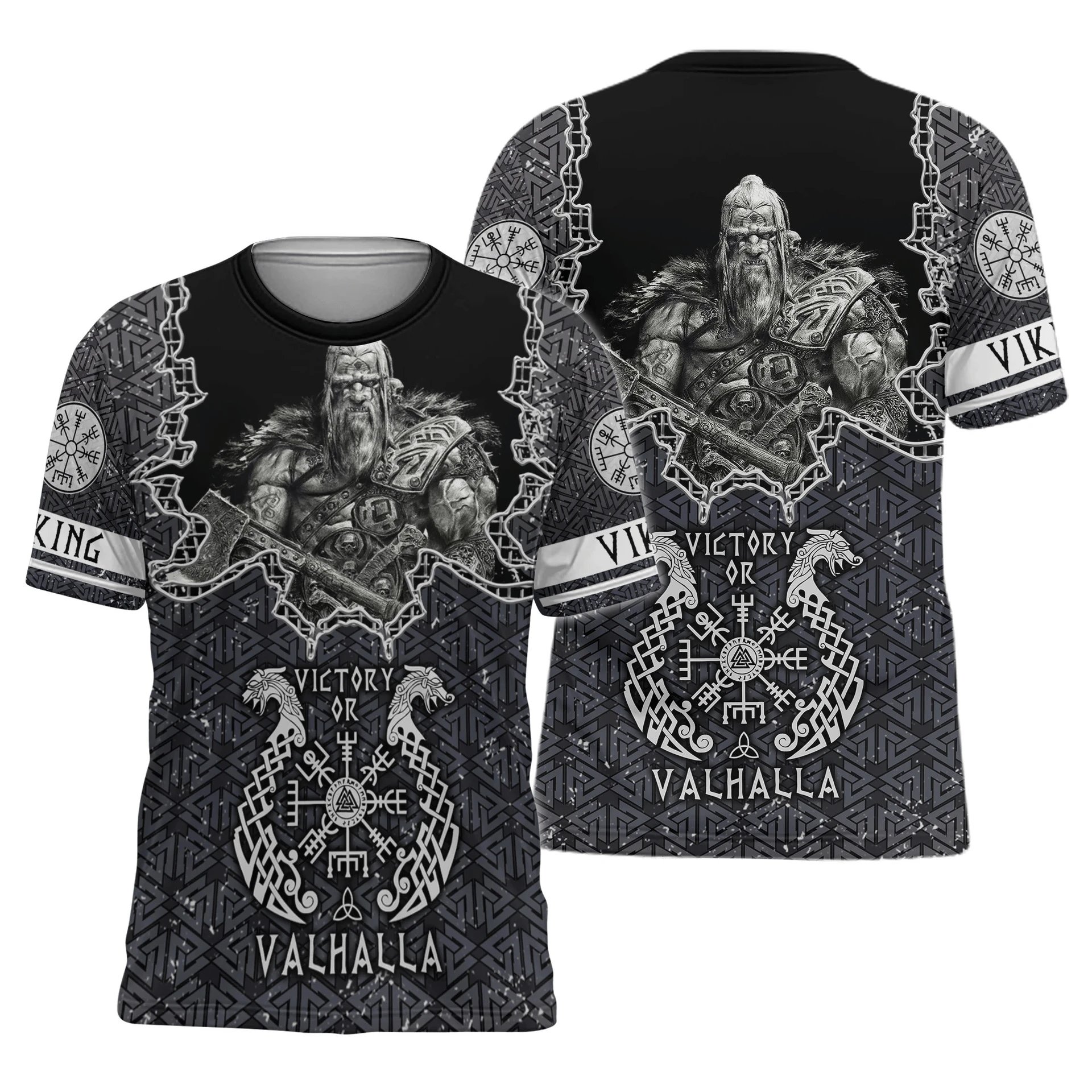 Design Chainmail Armor Print T-Shirt Black / Army Green - 44