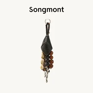 Design Songmont Beaded Leather Keychain Black Jewelry