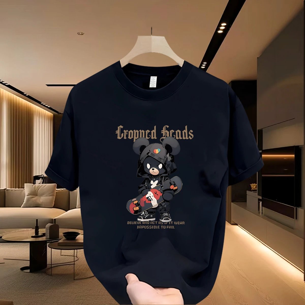 Design Graphic Print Navy T-Shirt Tops.t Shirts - 25