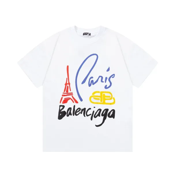 Balenciaga Distorted Logo White T-Shirt - 5