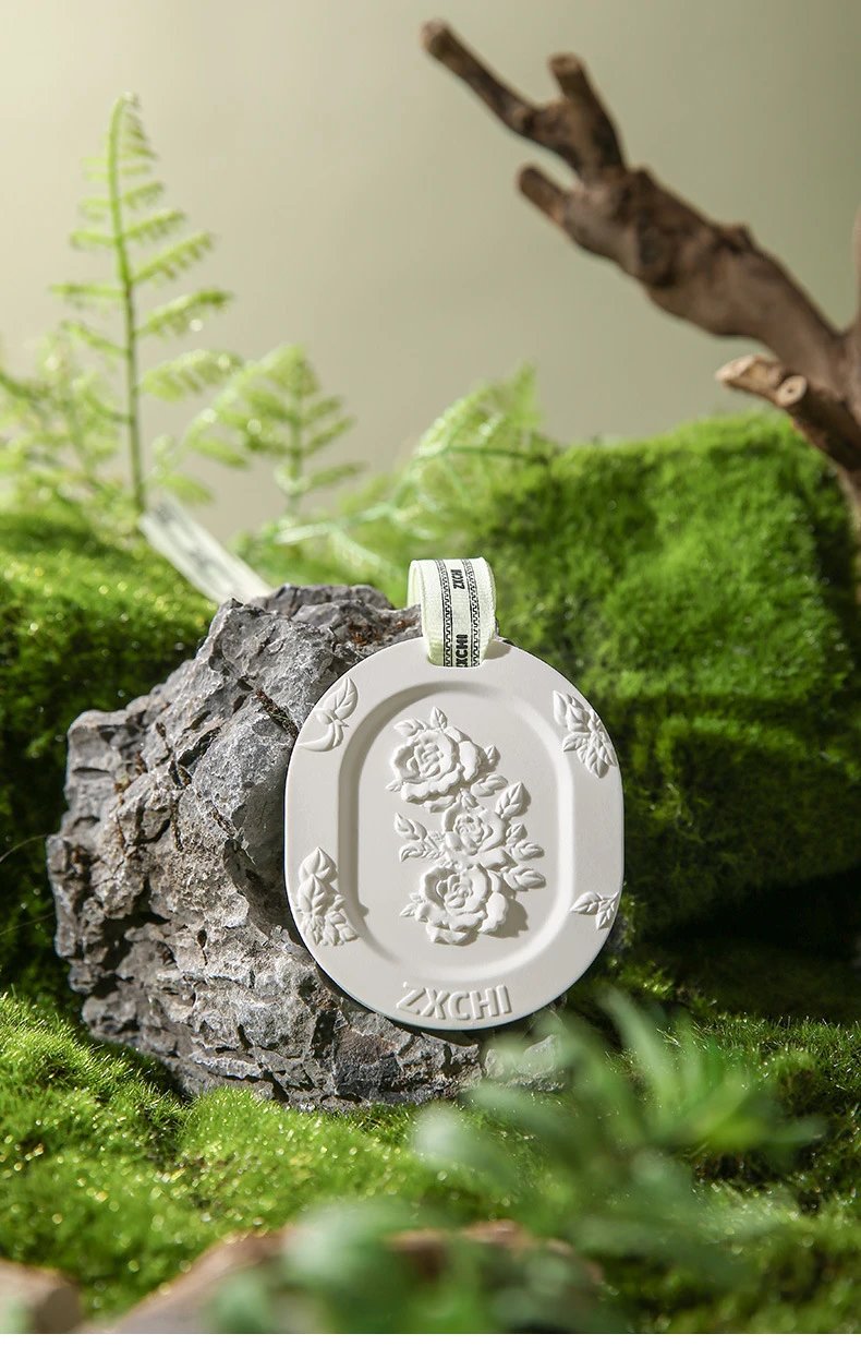 Design ZXCCHI Rose Embossed Ceramic Diffuser White Perfume - 12