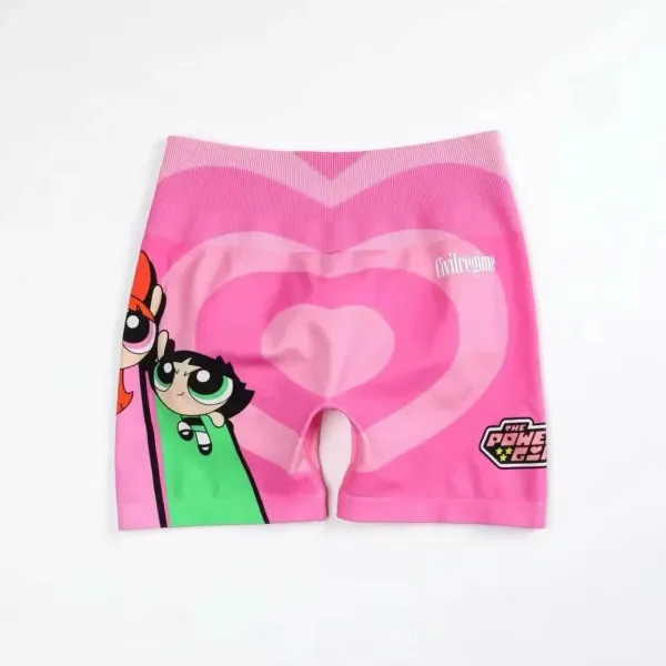 Design Civil Regime x The Powerpuff Girls Heart Print Bike Shorts Pink Shorts - 1