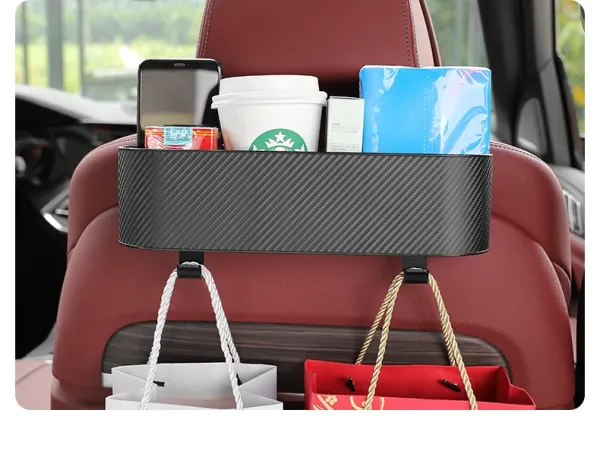 Design Creative Car Seat Back Storage Box with Hooks Black Bags - 10