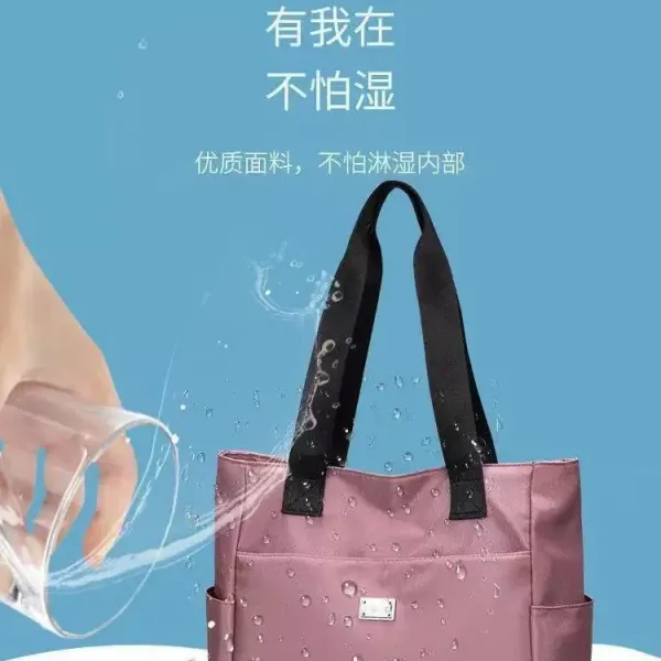 Design Tote Bag Teal with Black Straps Handbag - 7