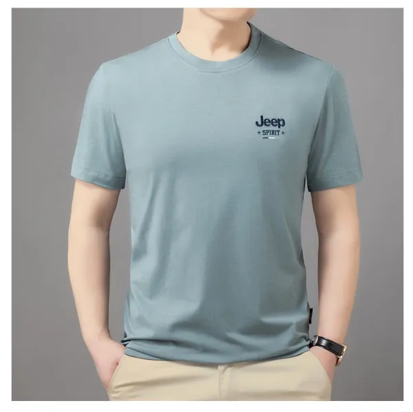 Design Jeep Spirit Classic Fit Crew Neck T-Shirt Brown T-Shirts - 14