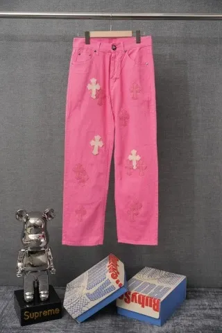 Burberry x Supreme Pink Cross-Embroidered Jeans - 1