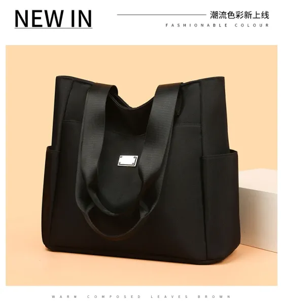 Design Tote Bag Teal with Black Straps Handbag - 13