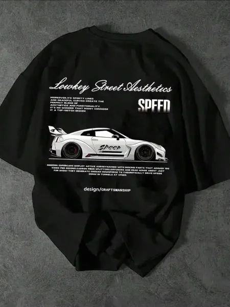 Design SPEED Lowkey Street Aesthetics Graphic T-Shirt Forest Green T-Shirts - 8