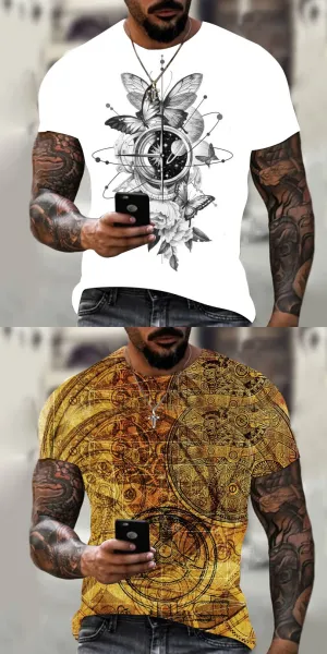 Design Graphic Butterfly Cosmic Print White T-Shirt - 3