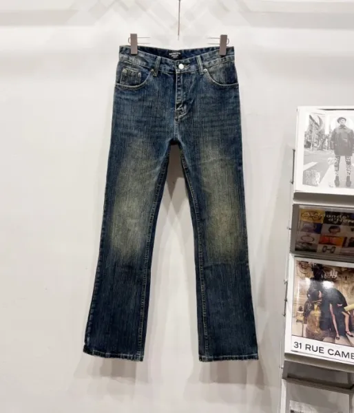 Design Flared Washed Denim Jeans - 1