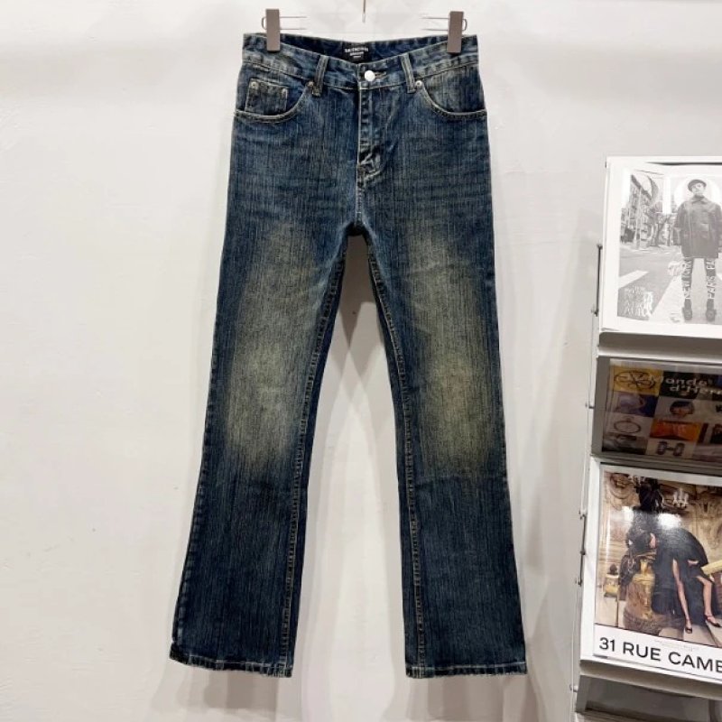 Flared Washed Denim Jeans