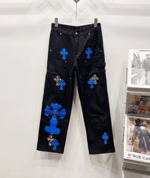 Chrome Hearts Cross-Embellished Black Cargo Pants - 1