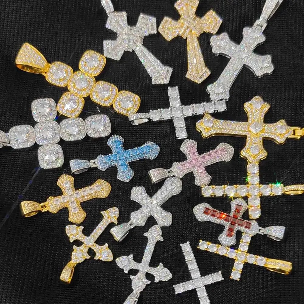 Design Cross Pendant Necklace Gold with Cubic Zirconia Jewelry - 24