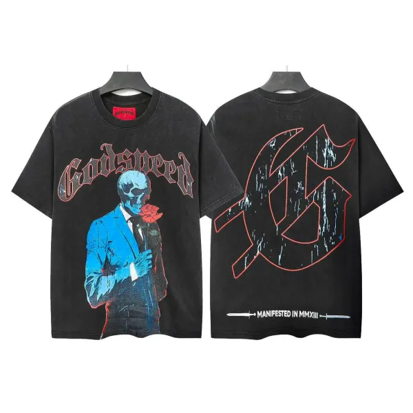 Godspeed Out Of Many One Skeleton Basketball T-Shirt Black - 14