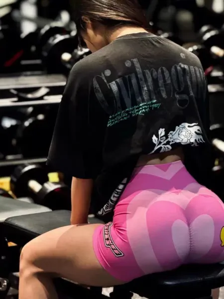 Design Civil Regime x The Powerpuff Girls Heart Print Bike Shorts Pink Shorts - 4
