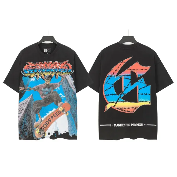 Godspeed Skeleton Graphic Black T-Shirt - 46