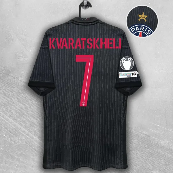 Paris Saint-Germain 2023-24 Third Jersey Kvaratskhelia #7 Black - 1
