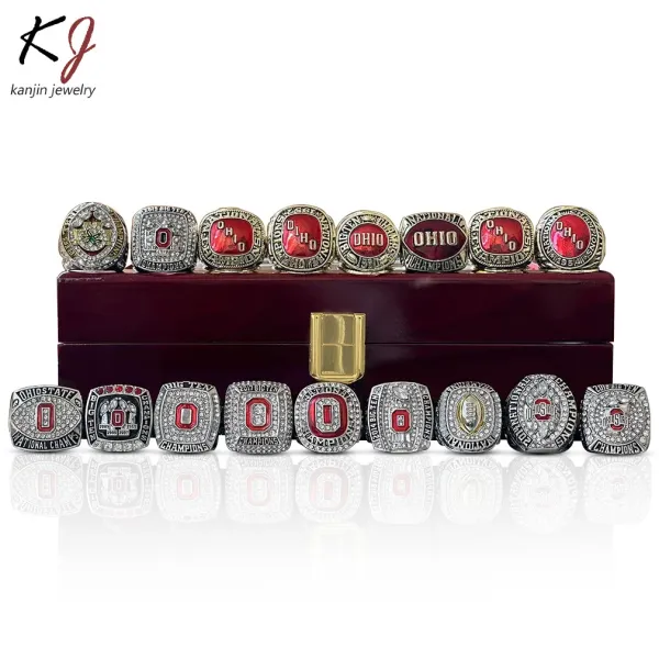 Design Kanjin Jewelry Ohio State Buckeyes Championship Rings Collection Red and Silver Rings Jewelry - 2