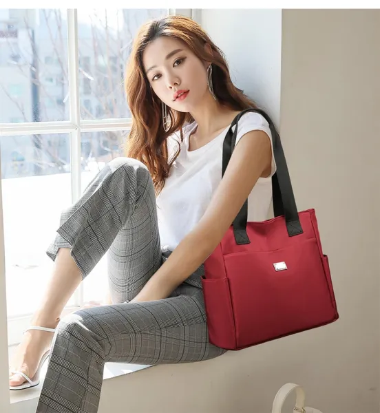 Design Tote Bag Teal with Black Straps Handbag - 20