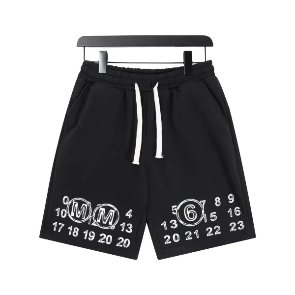 MM6 Maison Margiela Number Print Drawstring Shorts Beige - 13
