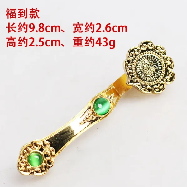 Design Fortune Arrival Hairpin Green Gemstone Gold Tone Accessory Jewelry - 1
