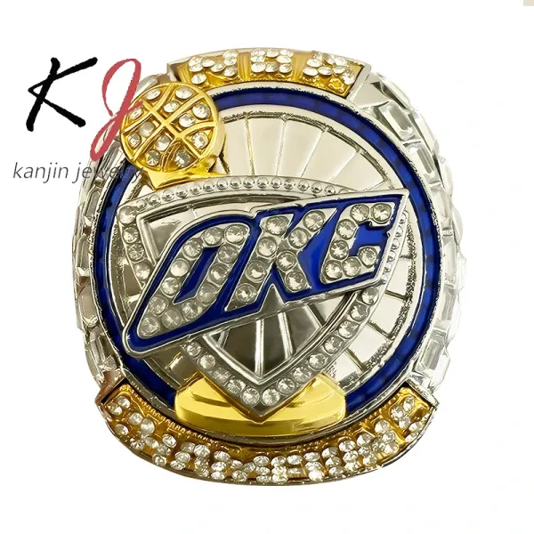 Design Kanjin Jewelry OKC Championship Ring Style Pendant and Band Set Silver Blue Gold Jewelry - 2