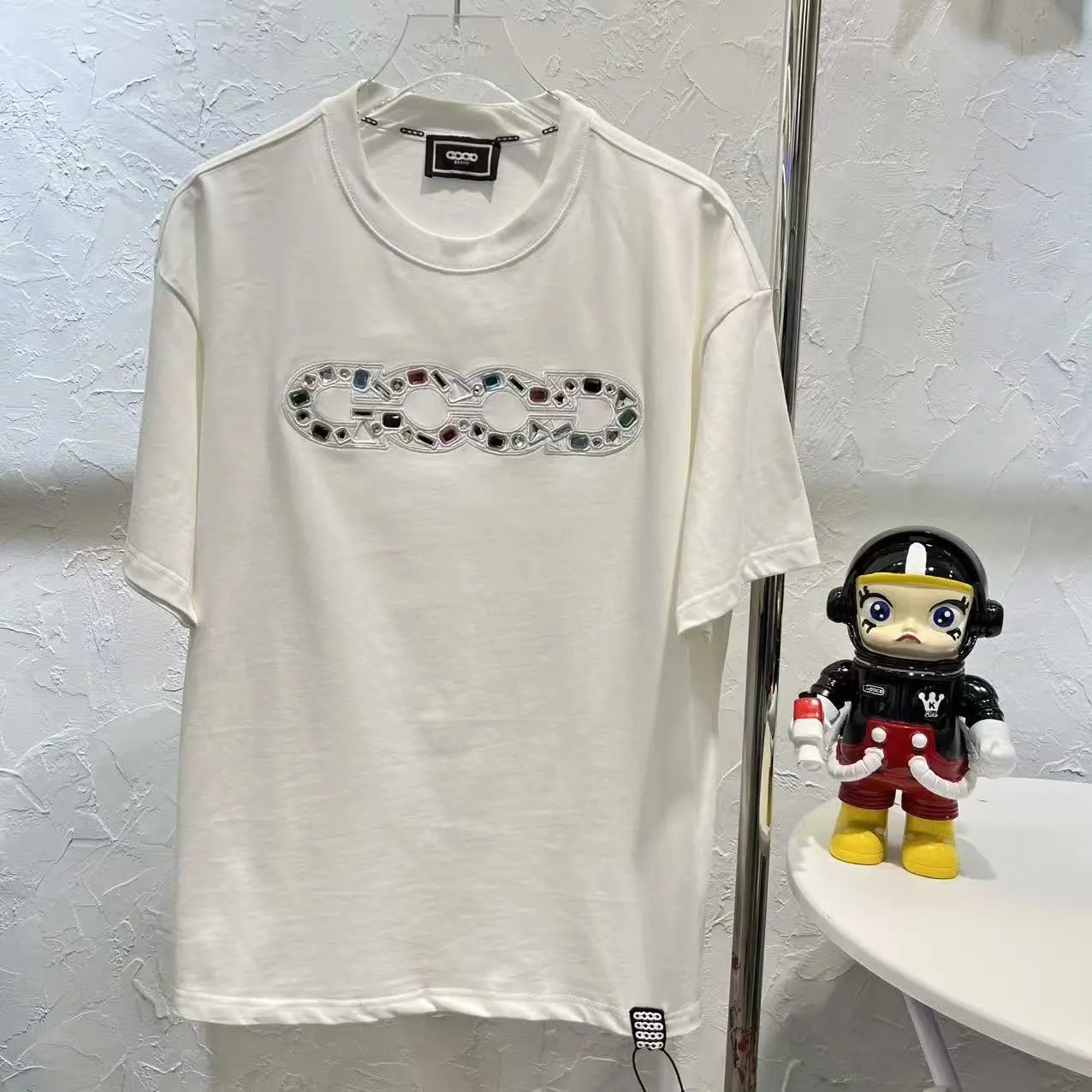 GOOD BRAND Crystal-Embellished Logo T-Shirt White
