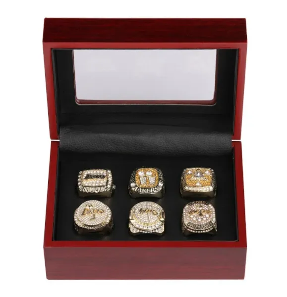 Los Angeles Lakers Championship Rings Collection Set in Wooden Display Box Jewelry - 1