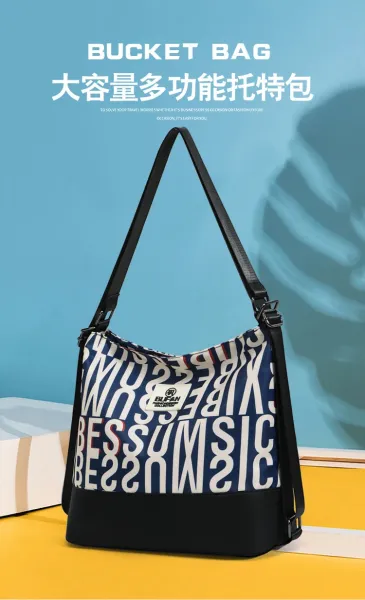 Design Bufan Collection Letter Print Navy Blue Shoulder Bag Shoulder Bags - 5
