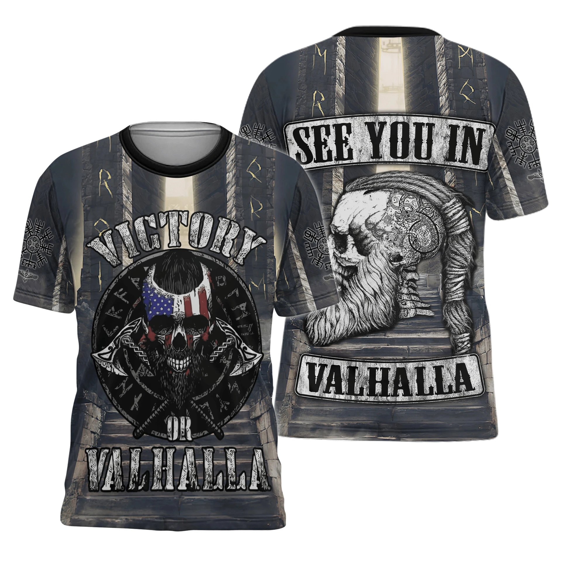 Design Chainmail Armor Print T-Shirt Black / Army Green - 2